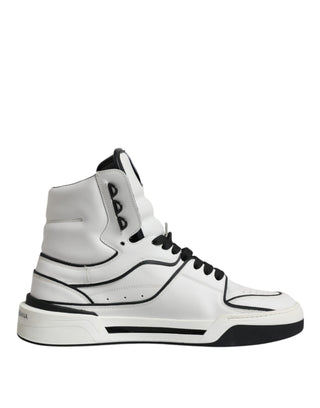 Dolce &amp; Gabbana White Leather High Top Men Sneakers Shoes