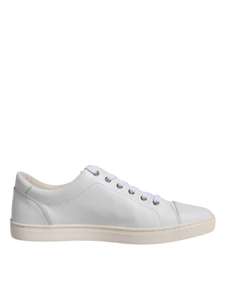 Dolce &amp; Gabbana White Leather Low Top Men Sneakers Shoes