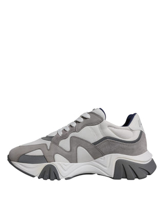 Versace Grey Leather Neoprene Chunky Low Top Squalo Sneakers Shoes