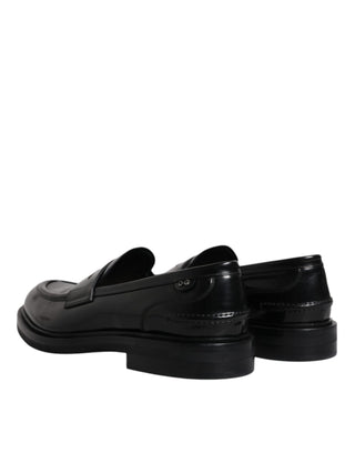 Dolce &amp; Gabbana Black Leather Mocassin Formal Dress Shoes