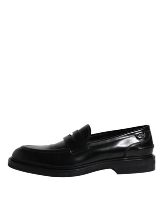 Dolce &amp; Gabbana Black Leather Mocassin Formal Dress Shoes