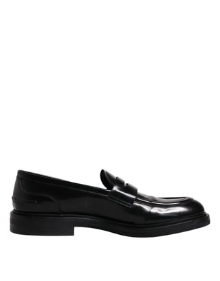 Dolce &amp; Gabbana Black Leather Mocassin Formal Dress Shoes