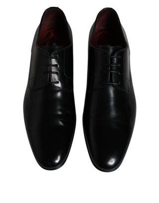 Dolce &amp; Gabbana Black Leather Lace Up Men Derby Formal Shoes