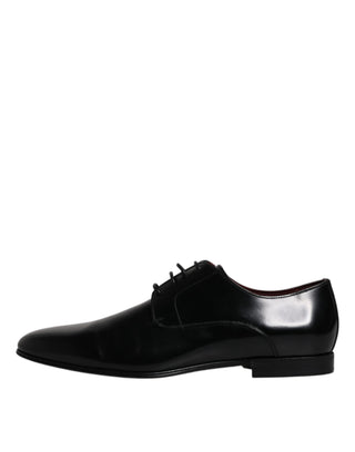 Dolce &amp; Gabbana Black Leather Lace Up Men Derby Formal Shoes