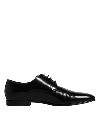 Dolce &amp; Gabbana Black Leather Lace Up Men Derby Formal Shoes