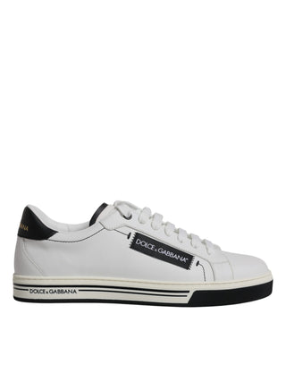 Dolce &amp; Gabbana White Leather Low Top Men Sneakers Shoes