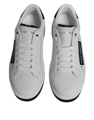 Dolce &amp; Gabbana White Leather Low Top Men Sneakers Shoes