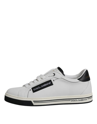 Dolce &amp; Gabbana White Leather Low Top Men Sneakers Shoes