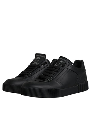 Dolce &amp; Gabbana Black Miami Leather Low Top Sneakers Shoes