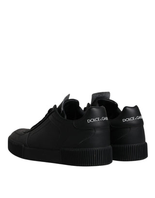 Dolce &amp; Gabbana Black Miami Leather Low Top Sneakers Shoes