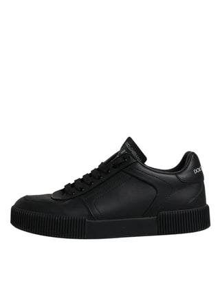 Dolce &amp; Gabbana Black Miami Leather Low Top Sneakers Shoes