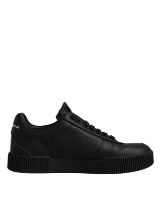 Dolce &amp; Gabbana Black Miami Leather Low Top Sneakers Shoes