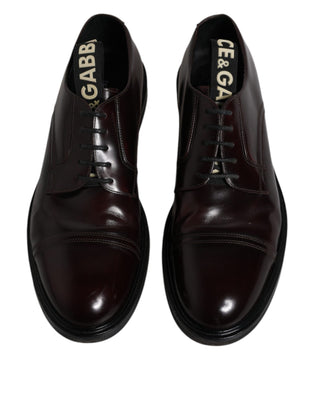 Dolce &amp; Gabbana Bordeaux Leather Derby Formal Dress Shoes