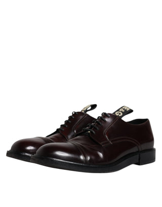 Dolce &amp; Gabbana Bordeaux Leather Derby Formal Dress Shoes