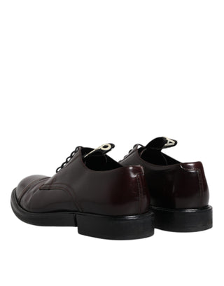 Dolce &amp; Gabbana Bordeaux Leather Derby Formal Dress Shoes