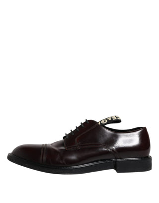 Dolce &amp; Gabbana Bordeaux Leather Derby Formal Dress Shoes