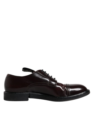 Dolce &amp; Gabbana Bordeaux Leather Derby Formal Dress Shoes