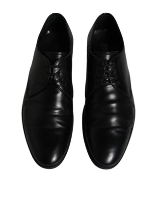 Dolce & Gabbana Black Leather Lace Up Men Derby Formal Shoes