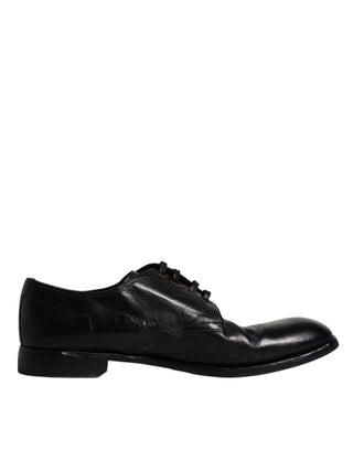 Dolce &amp; Gabbana Black Leather Derby Formal Men Dress Shoes