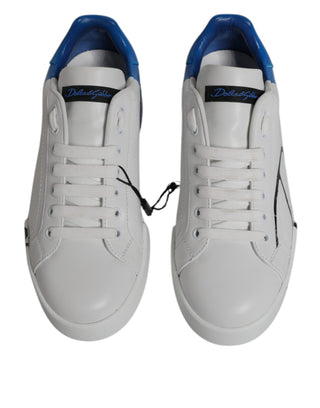 Dolce &amp; Gabbana White Blue Portofino Low Top Sneakers Shoes