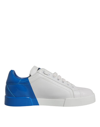 Dolce &amp; Gabbana White Blue Portofino Low Top Sneakers Shoes