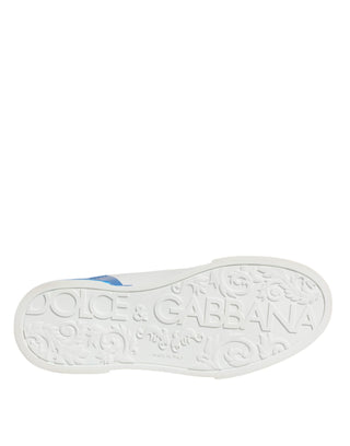 Dolce &amp; Gabbana White Blue Portofino Low Top Sneakers Shoes