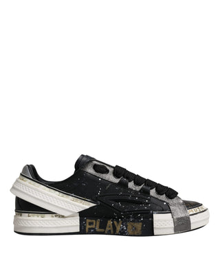 Dolce &amp; Gabbana Black White Portofino Low Top Sneakers Shoes