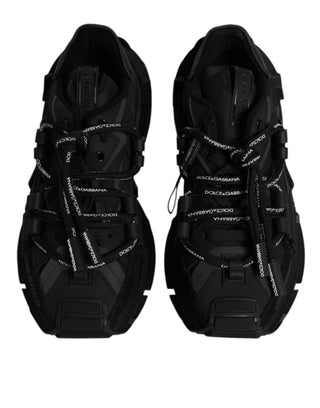 Dolce &amp; Gabbana Black Low Top Space Lace Up Sneakers Shoes