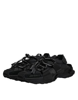 Dolce &amp; Gabbana Black Low Top Space Lace Up Sneakers Shoes