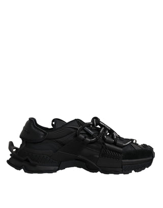 Dolce &amp; Gabbana Black Low Top Space Lace Up Sneakers Shoes