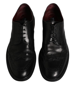 Dolce &amp; Gabbana Black Leather Derby Wingtip Formal Shoes