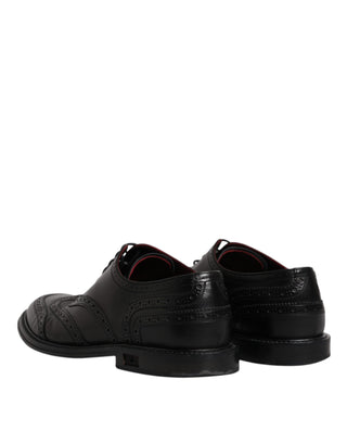 Dolce &amp; Gabbana Black Leather Derby Wingtip Formal Shoes