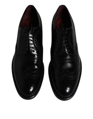 Dolce &amp; Gabbana Black Leather Derby Wingtip Formal Shoes