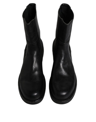 Dolce &amp; Gabbana Black Horse Leather Mid Calf Boots Shoes