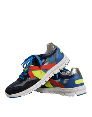 Dolce &amp; Gabbana Multicolor Leather Suede Low Top Sneakers Shoes