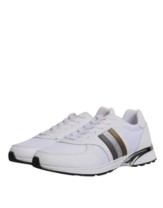 Dolce &amp; Gabbana White Logo Leather Casual Men Sneakers Shoes