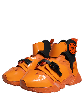 Dolce &amp; Gabbana Orange Multi Panel Chunky High Top Sneakers Shoes