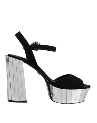 Dolce &amp; Gabbana Black Mirror Heels Platform Sandals Shoes