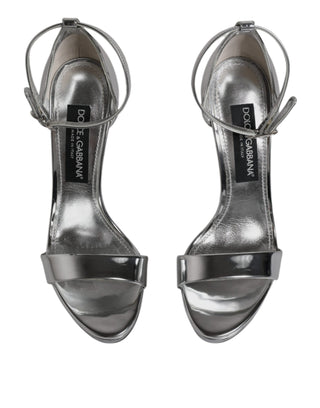 Dolce &amp; Gabbana Silver KEIRA Heels Ankle Strap Sandals Shoes