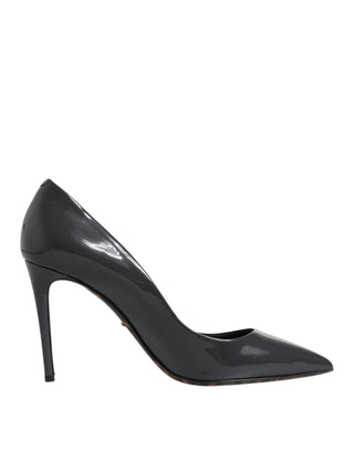 Dolce &amp; Gabbana Black Patent Leather Heels Pumps Shoes