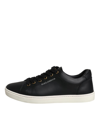 Dolce & Gabbana Black Leather Logo London Sneaker Shoes