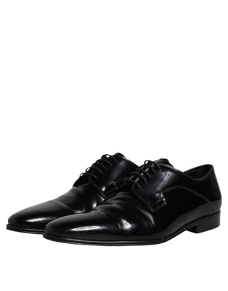 Dolce &amp; Gabbana Black Patent Leather Derby Men Dress Shoes