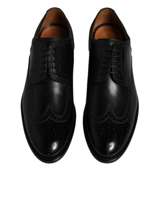 Dolce &amp; Gabbana Black Leather Derby Wingtip Formal Shoes