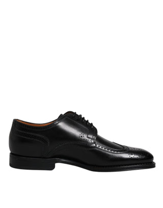 Dolce &amp; Gabbana Black Leather Derby Wingtip Formal Shoes