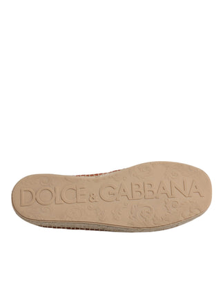 Dolce &amp; Gabbana Maroon Woven Leather Men Espadrille Shoes