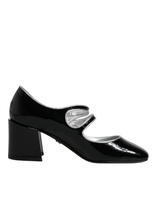 Dolce &amp; Gabbana Black Patent Leather Crystal Mary Jane Pumps Shoes