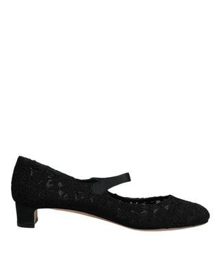 Dolce &amp; Gabbana Black Mary Jane Taormina Lace Pumps Shoes