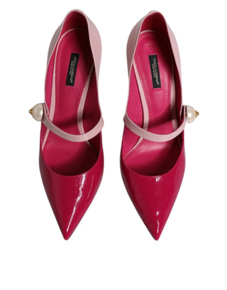 Dolce &amp; Gabbana Two Tone Pink Leather Mary Jane Heels Pumps Shoes