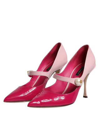 Dolce &amp; Gabbana Two Tone Pink Leather Mary Jane Heels Pumps Shoes