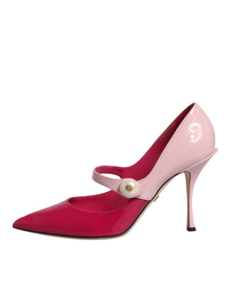 Dolce &amp; Gabbana Two Tone Pink Leather Mary Jane Heels Pumps Shoes